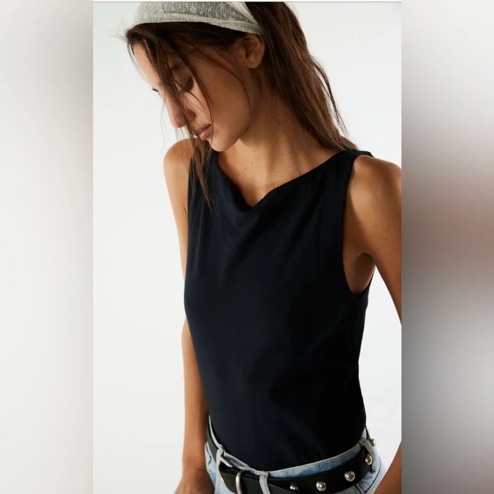 We The Free Boat-Neck Muscle Tank ~ NWT ~ XS ~ Black ~ Free People - Picture 6 of 12